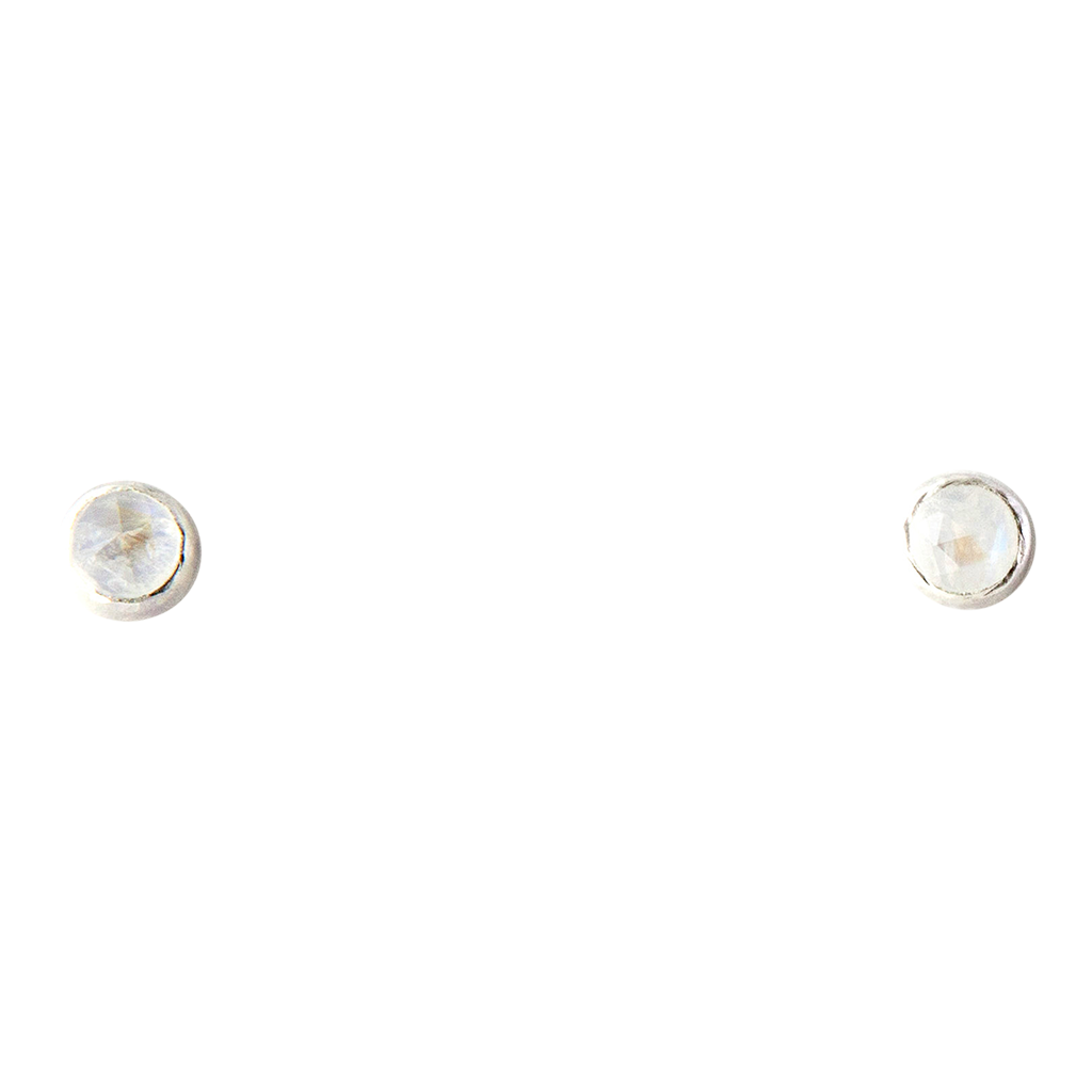 silver and moonstone stud